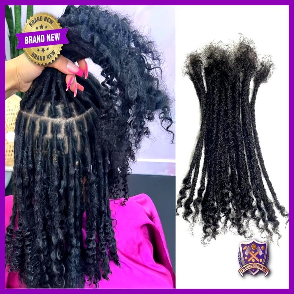 Handmade Human Hair Dreadlock Extensions Curly Ends 8 Inch 30 Strands Pack
